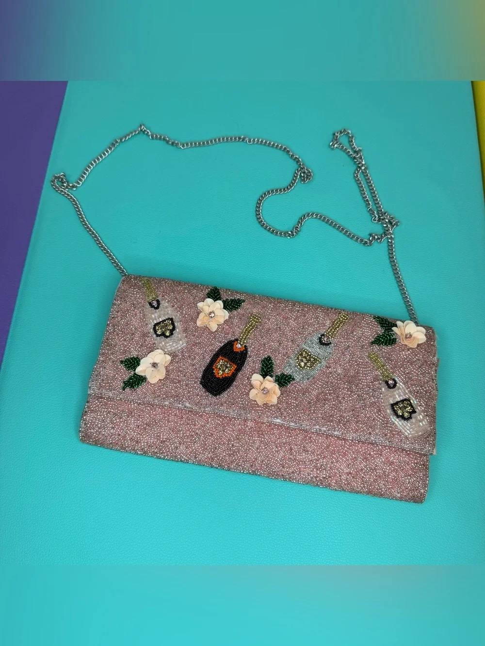 Seed Beaded Bottle Themed Clutch Bag